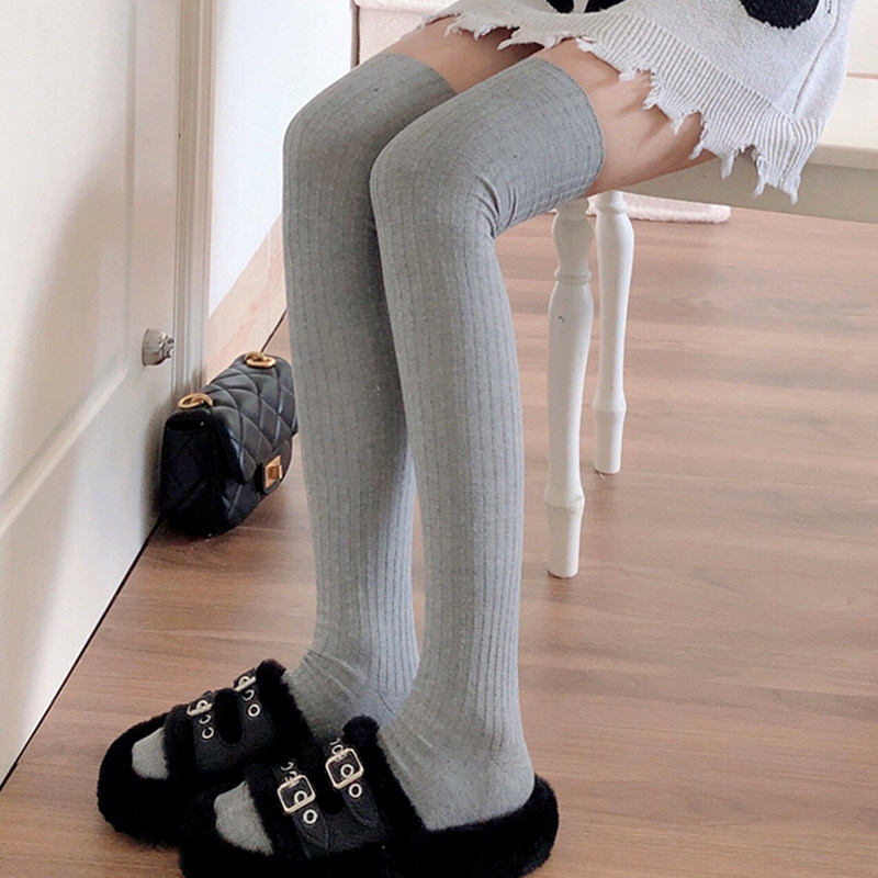 韩版东大门灰色高筒袜女春秋白色过膝堆堆袜棉竖纹显瘦黑色长筒袜,女士内衣/男士内衣/家居服,长筒袜,淘宝优惠券,粉丝福利购,淘宝优惠卷