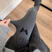 秋冬加厚深灰色打底裤 袜甜美蝴蝶结显瘦美腿袜 袜女保暖烟灰色连裤