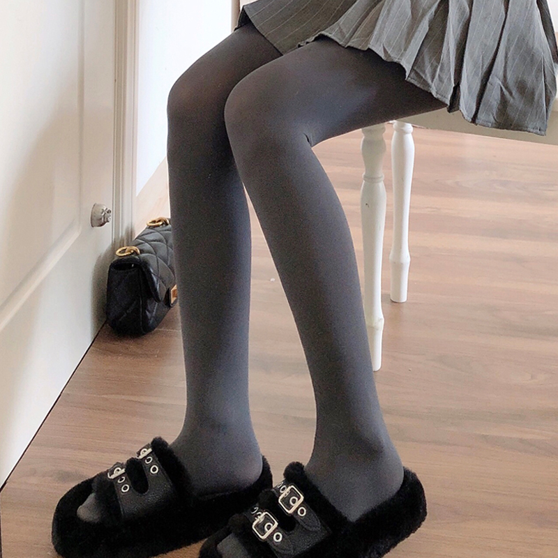 春秋薄款jk深灰色天鹅绒连裤袜女