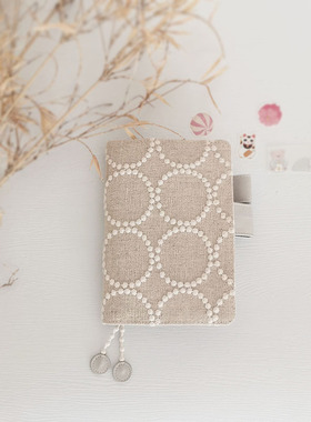 日系棉麻刺绣手账封面A6A5余白一日一页书衣手工定制hobo书皮