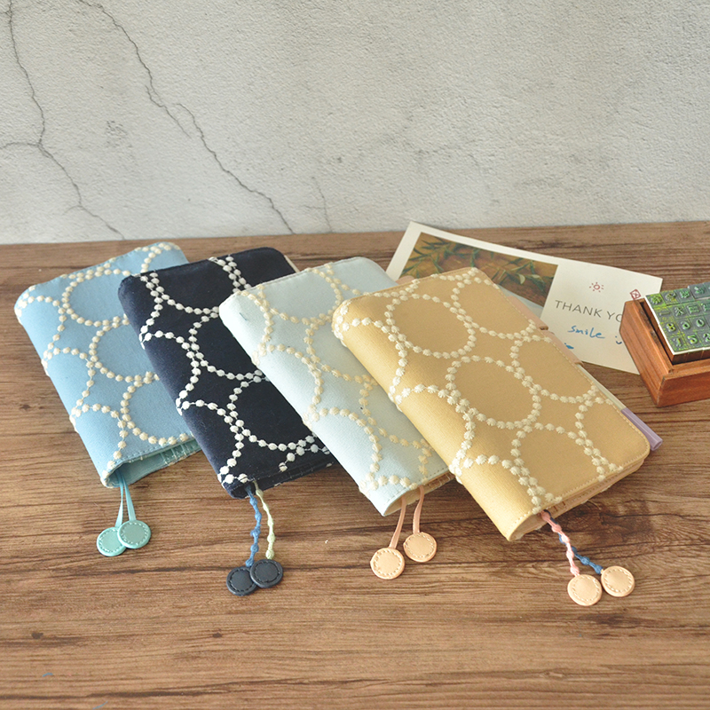 书皮a5/a6记事本圆圈刺绣hobo