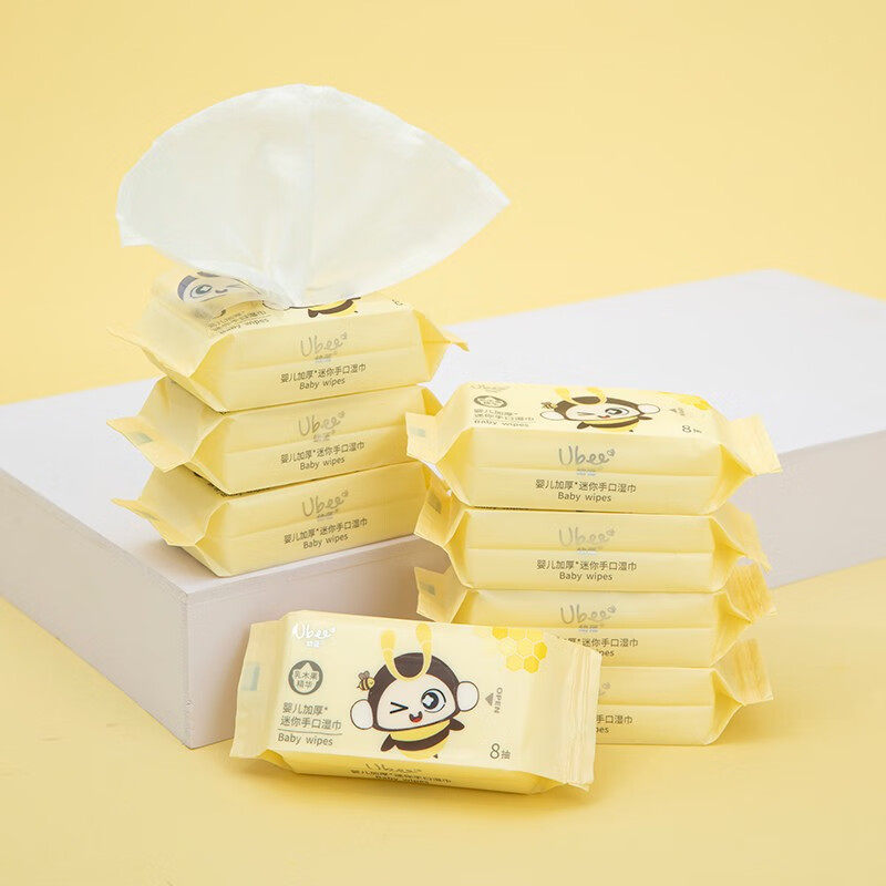 幼蓓婴儿宝宝家用加厚迷你手口湿巾户外便携装8抽*8包/提,婴童用品,普通婴童湿巾,淘宝优惠券,粉丝福利购,淘宝优惠卷