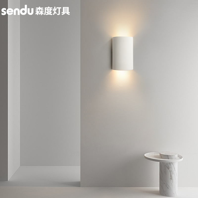 森度背景墙过道民宿简约石膏壁灯