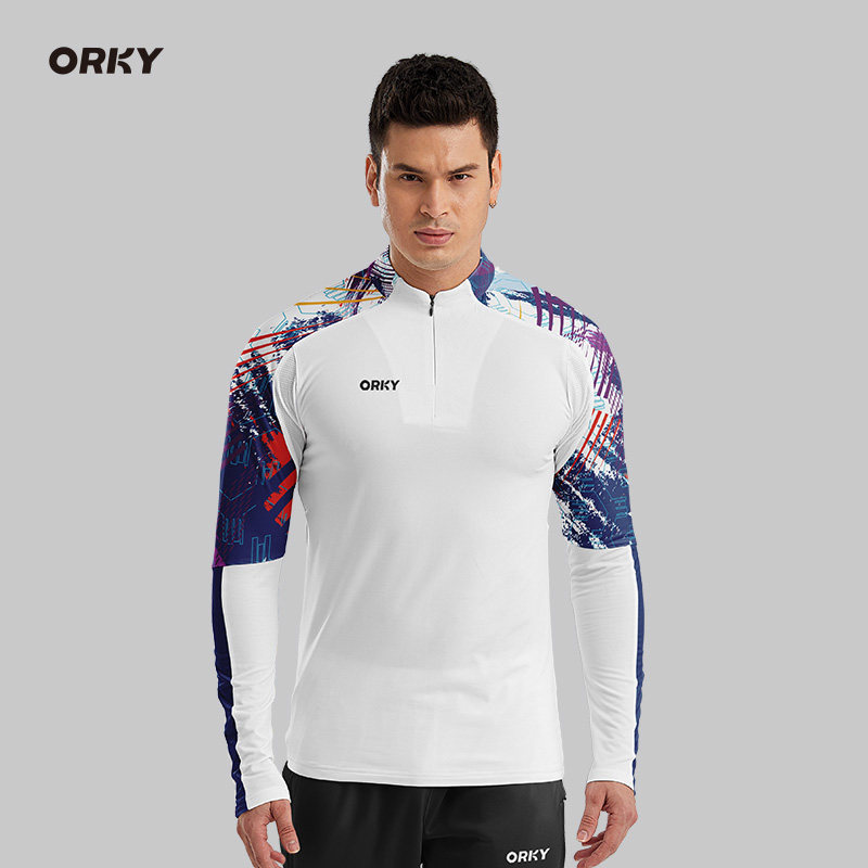 ORKY沃恺足球上衣長袖套頭衫定制運動比賽半拉鏈出場訓練服外套男在類目 運動服/休閒服裝, 運動衛衣/套頭衫中 - 來自Buy2taobao.com提供專業的淘寶代購服務