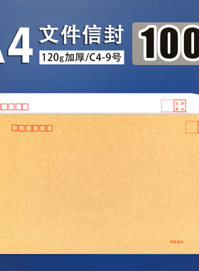 浩立信A4牛皮纸信封9号大信封加厚信封袋增值税专用信封文件袋简约工资袋白色信封丰大号黄色可邮寄办公用品