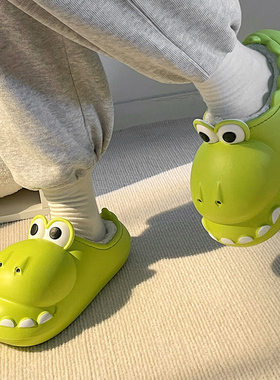 可爱棉拖鞋女秋冬季外穿防水eva厚底踩屎感情侣居家室内防滑棉拖