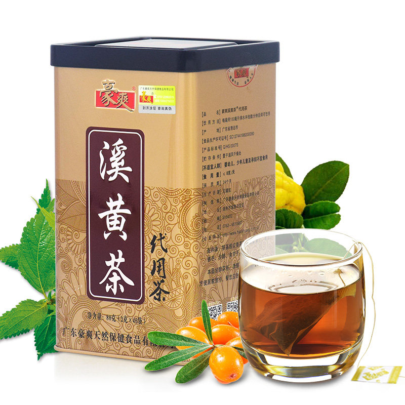 豪爽溪黄茶袋泡茶口感甘醇溪黄茶选料好铁罐礼品装应酬多加班熬夜