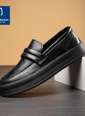 帕达索乐福鞋男夏季新款一脚蹬男鞋懒人驾车鞋真皮休闲皮鞋230312