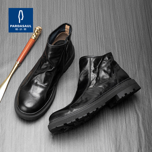 帕达索新款切尔西靴真皮马丁靴男英伦风黑色高帮男士皮靴子220916