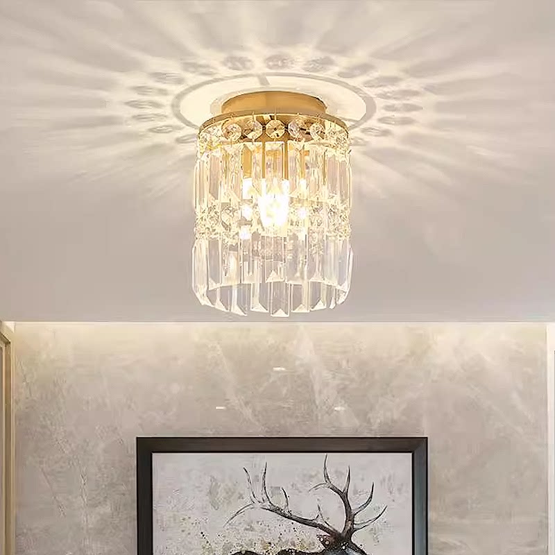 欧式新款水晶吸顶灯阳台灯简约走廊过道灯饰进门入户玄关门厅灯具