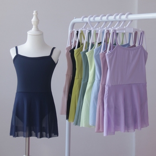 锦纶儿童舞蹈服女童夏季 吊带形体练功服开档女孩中国舞芭蕾连体裙