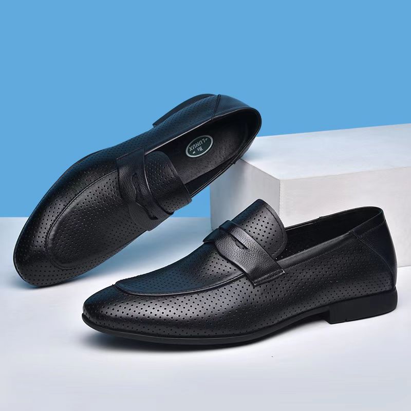 夏季皮凉鞋软底透气真皮镂空男鞋