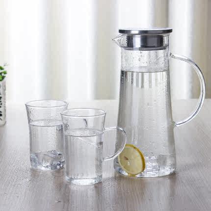 水趣家用耐热高温防爆玻璃冷水壶 大容量直身凉水壶果汁壶套装
