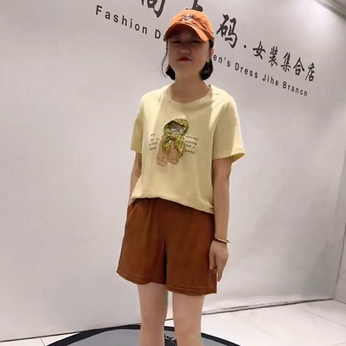 5002芮娜依莲夏款新品设计感卡通动物图案时尚减龄衫加大码女装