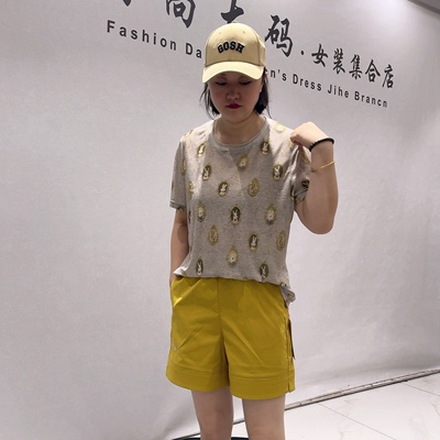 8147芮娜依莲夏款新品动物图案百搭显瘦短袖上衣减龄衫加大码女装
