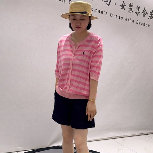 6363女权贵族初秋新品六分袖简约百搭条纹套头减龄衫加大码女装