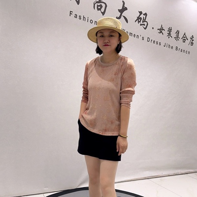 6390女权贵族秋款新品植绒提花面料女人味长袖气质衫加大码女装
