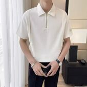 潮流休闲冰丝Polo衫 夏季 半拉链高级感上衣新款 t恤男士 男 有领短袖