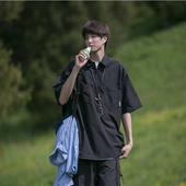 短袖 半袖 T恤男士 半拉链polo衫 夏季 2025新款 衣服男生宽松工装 体恤