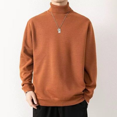 高领毛衣男冬季加绒加厚高级感针织衫男宽松慵懒风内搭毛线衣外套