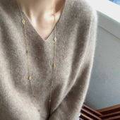 不褪色钛钢猪鼻子超长锁骨链小众设计感气质简约毛衣链可双层项链