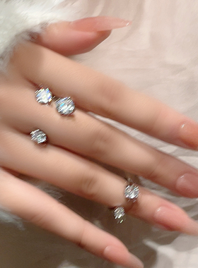 闪钻指尖戒指设计师ins简约冷淡风锆石不对称设计开口戒指关节戒