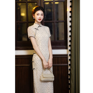 新中式旗袍女2026春夏民国老上海旧事波点文艺复古显瘦日常连衣裙