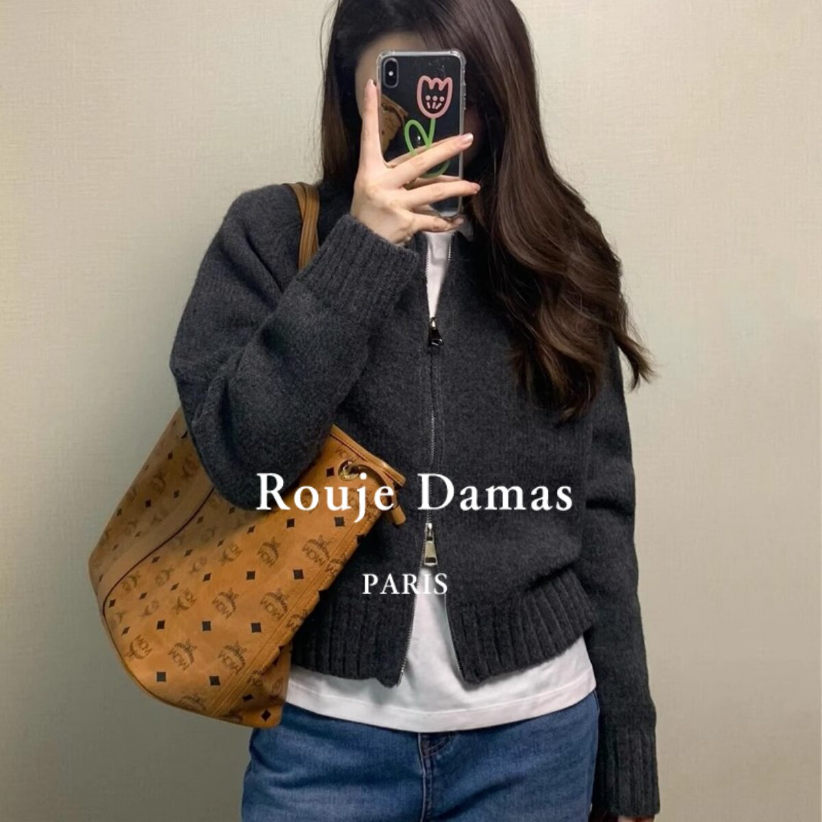 Rouje Damas温柔风毛衣开衫外套女2024秋季小众时尚减龄针织上衣