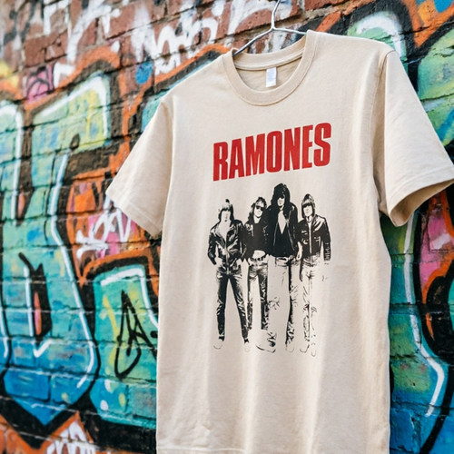 雷蒙斯ramones乐队摇滚复古vintage男女tshirt宽松上衣T恤纯棉tee