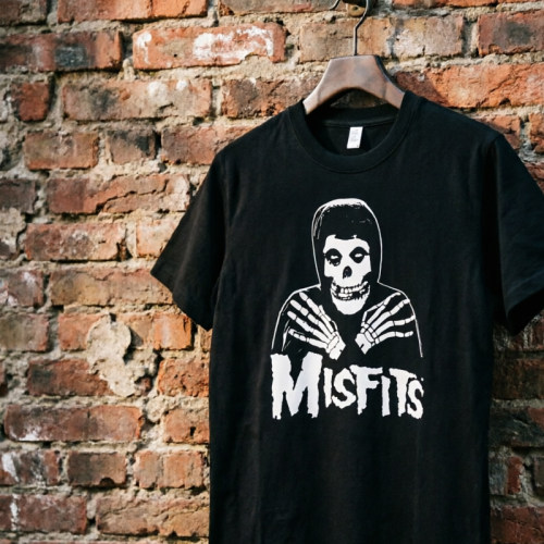 misfits乐队 摇滚复古vintage圆领正肩直筒纯棉短袖T恤男女tee