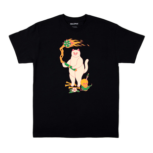 趣味猫猫古着印花美式休闲bf宽松复古vintage男女纯棉T恤teeshirt