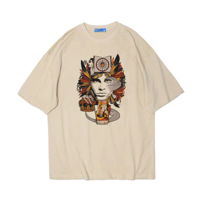 大门莫里森摇滚 阿美咔叽美式印花复古vintage男女纯棉T恤tshirt