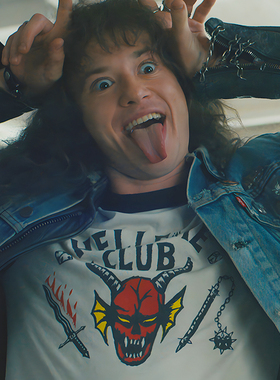 Stranger Things Hellfire Club怪奇物语同款复古T恤男女情侣tee