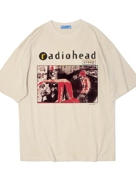 radiohead creep英伦摇滚 美式复古vintage男女宽松纯棉T恤tshirt