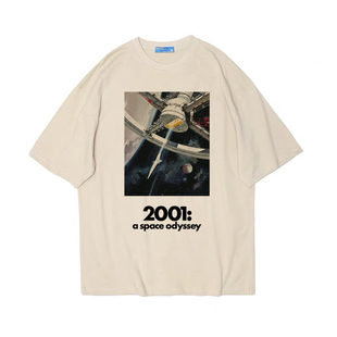 2001太空漫游库布里克电影美式复古vintage男女宽松纯棉T恤tshirt