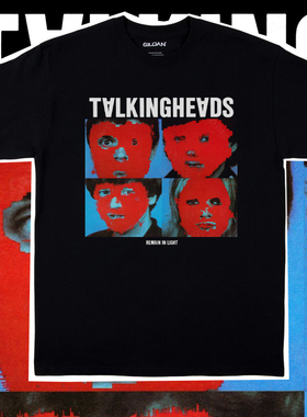 Talking Heads传声头像后朋克新浪潮复古摇滚乐队宽松男女纯棉T恤