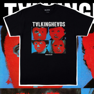 Talking Heads传声头像后朋克新浪潮复古摇滚乐队宽松男女纯棉T恤