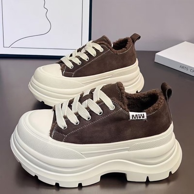 【梵芙娜】厚底松糕鞋2025冬新款加绒保暖百搭增高轻便休闲运动鞋