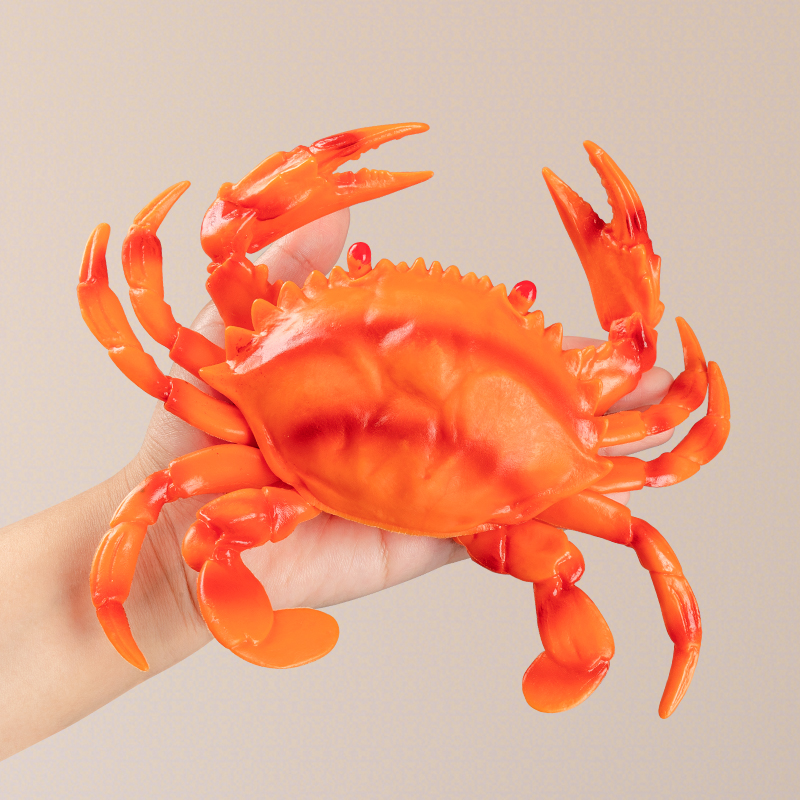 仿真螃蟹龙虾软胶海洋动物模型 大闸蟹 儿童早教认知玩具发声螃蟹