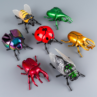 发条昆虫世界儿童爬行知了玩具模型仿真动物上链条甲壳虫七星瓢虫
