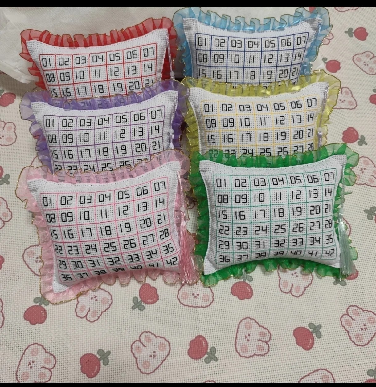 简约42数字带流苏［现货］十字绣成品排线包针插包颜色可选纯手工,居家布艺,十字绣成品,淘宝优惠券,粉丝福利购,淘宝优惠卷