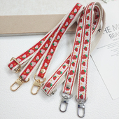 加厚斜挎绳包包肩带相机水杯调节刺绣草莓帆布双扣手机壳斜背挂绳