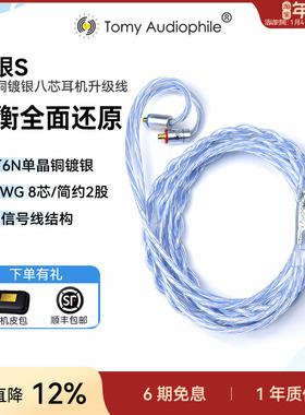 Tomy Audiophile青银S单晶铜镀银八芯耳机升级线hifiman0.78