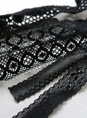 手工辅料DIY裙子连衣裙童装娃衣洋装蕾丝花边黑色系多款选