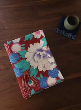 手工diy家居纯棉布料可做桌布茶席印花面料大气喜庆国风牡丹