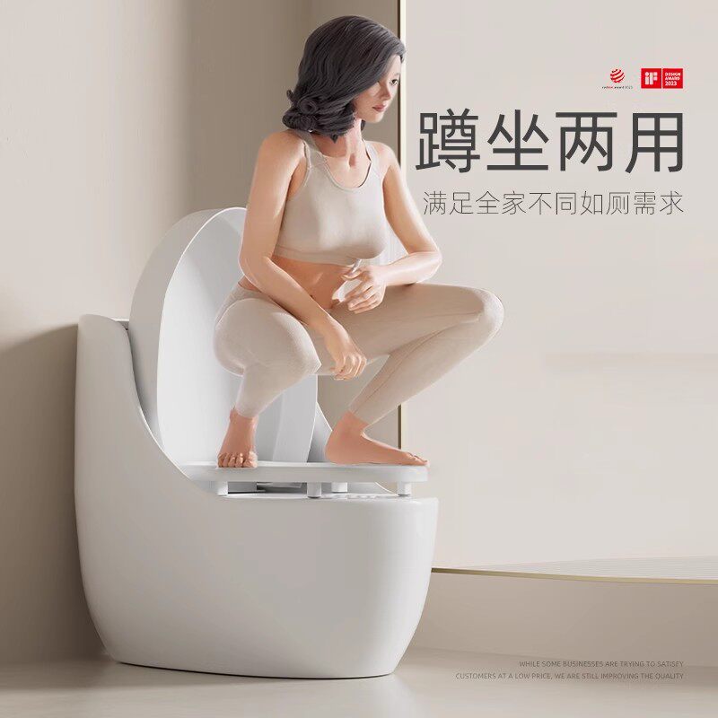 蛋形虹吸蹲坐两用一体马桶免挖坑