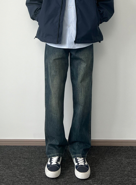 ONION Y复古水洗做旧宽松直筒牛仔裤男休闲显瘦cleanfit百搭长裤