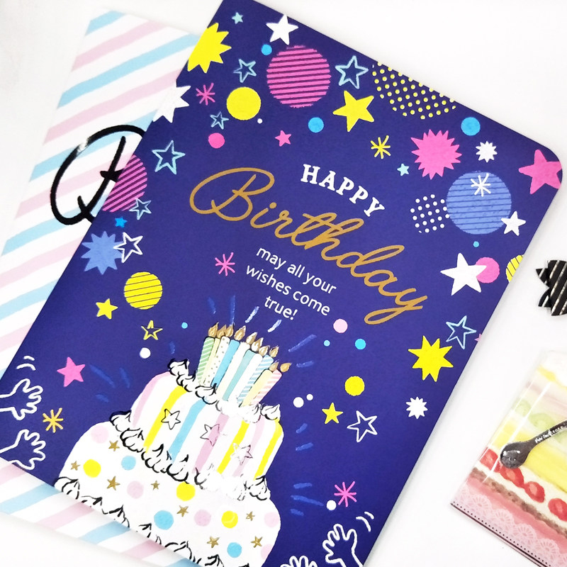 SEASON台湾四季大开生日厚卡A3创意集体签名超大尺寸贺卡片对折卡