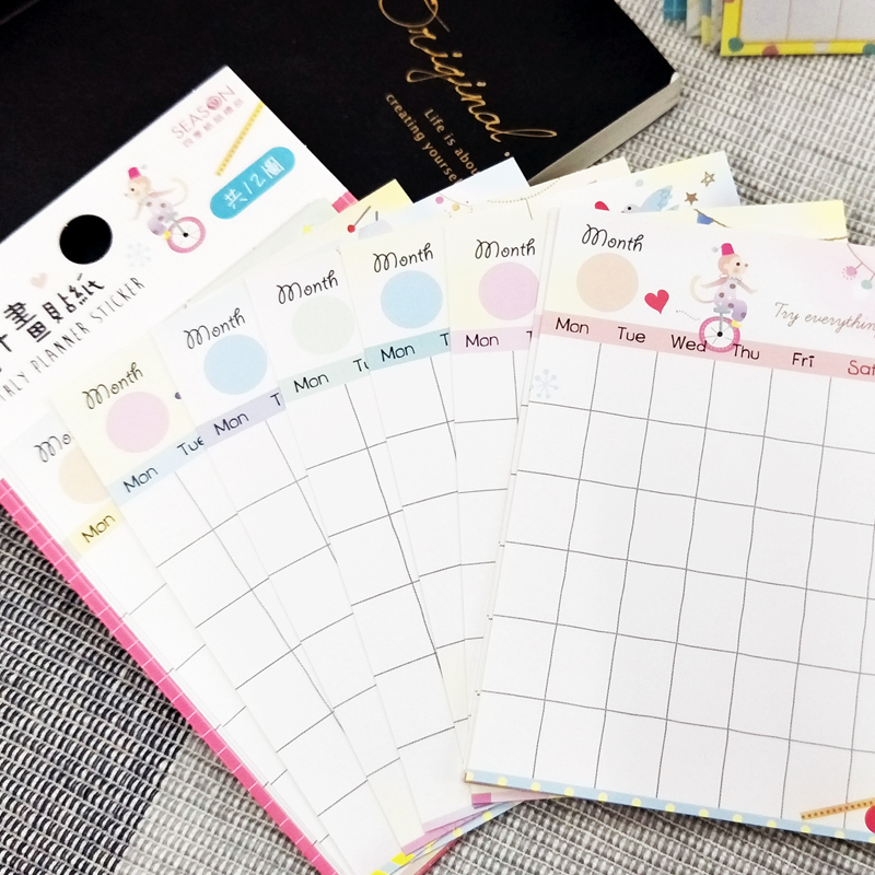 season自填月历贴纸可爱记事黏贴