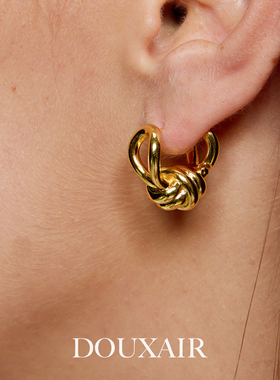 假日风编制线条耳环欧美时尚缠绕金属耳饰时髦精耳钉修饰脸型